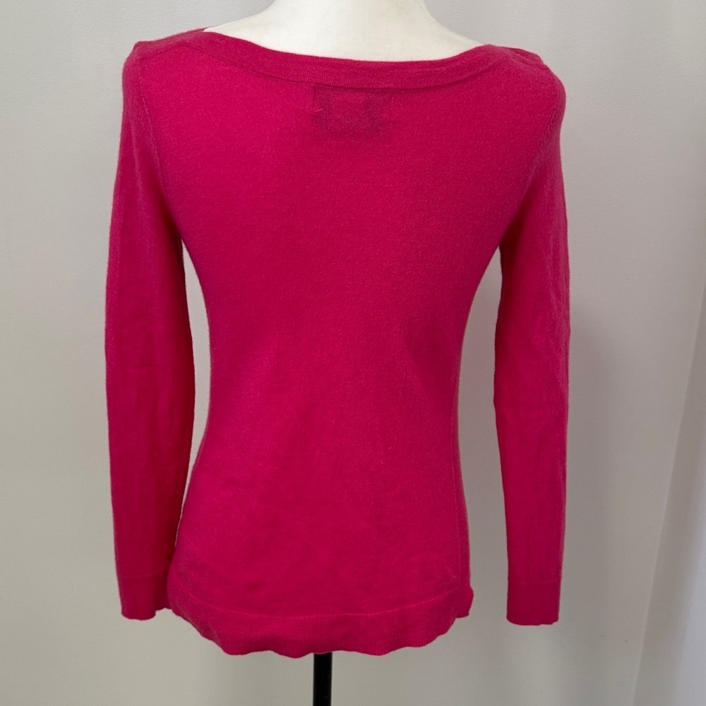 Ellen Tracy Fuchsia Pink Boat Neck Sweater 100% Extra Fine Merino Wool Sz S - Picture 7 of 12
